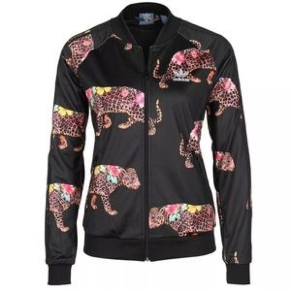 adidas Black Floral Leopard Track Jacket